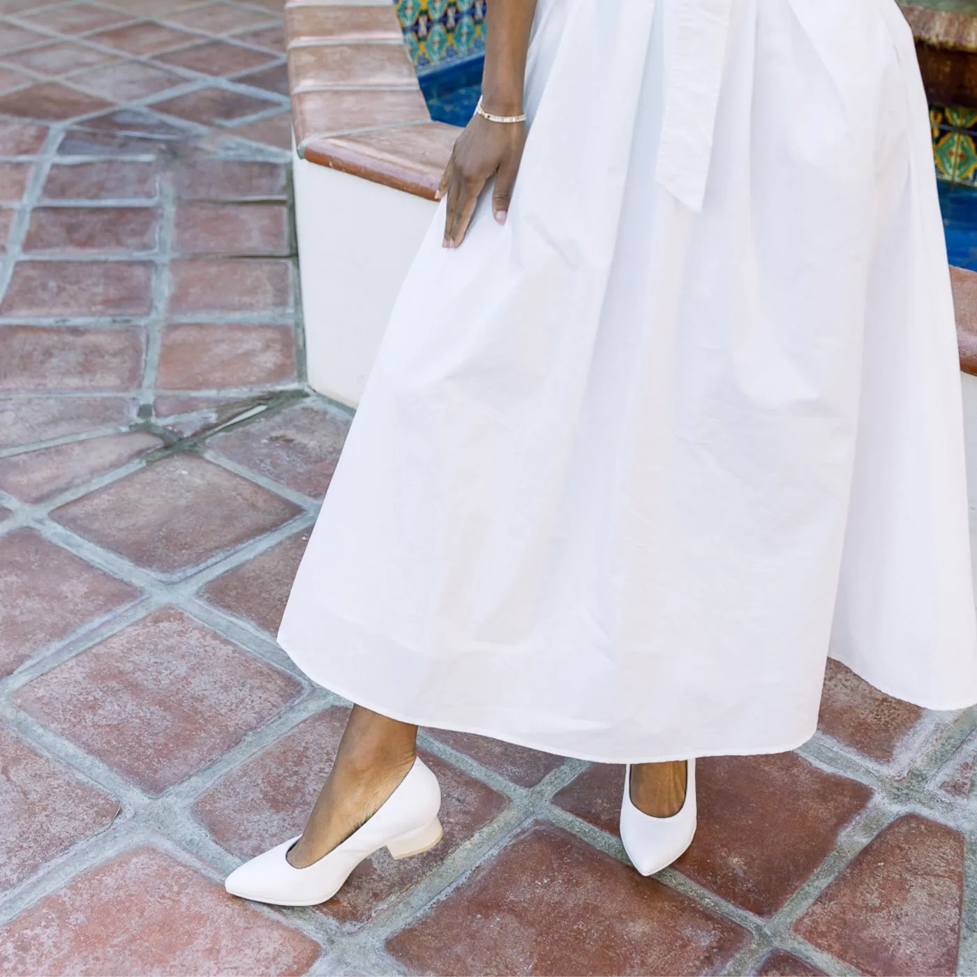 The Pump - White Leather 4 Stiletto