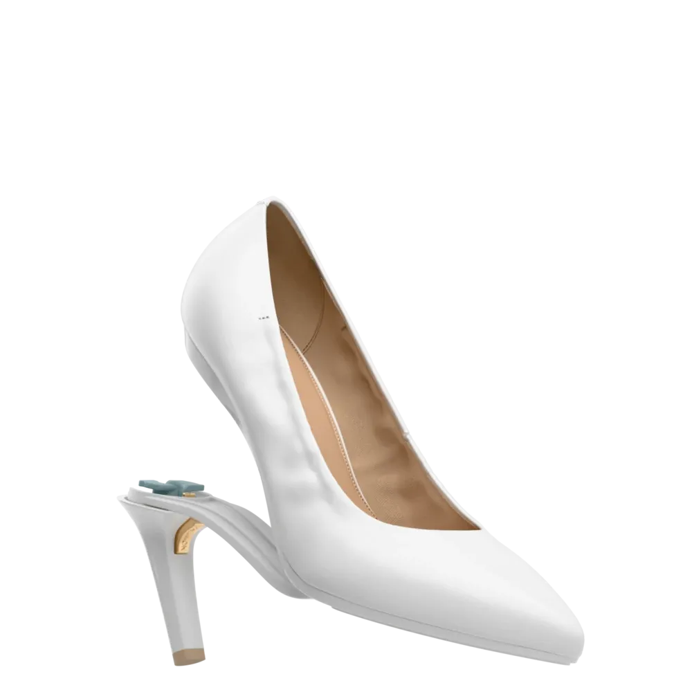 The Pump - White Leather 4 Stiletto