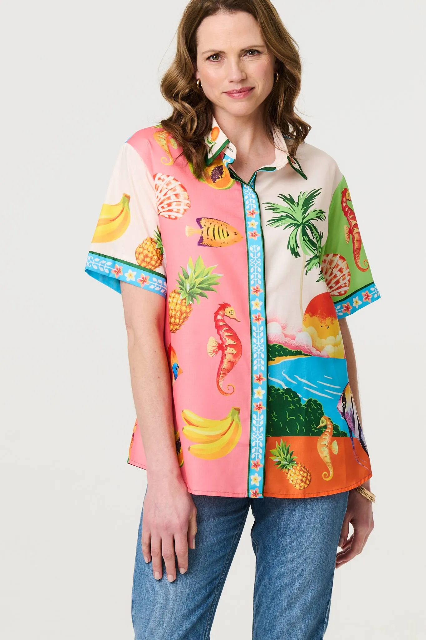 Tropical Print Short Sleeve Shirt
