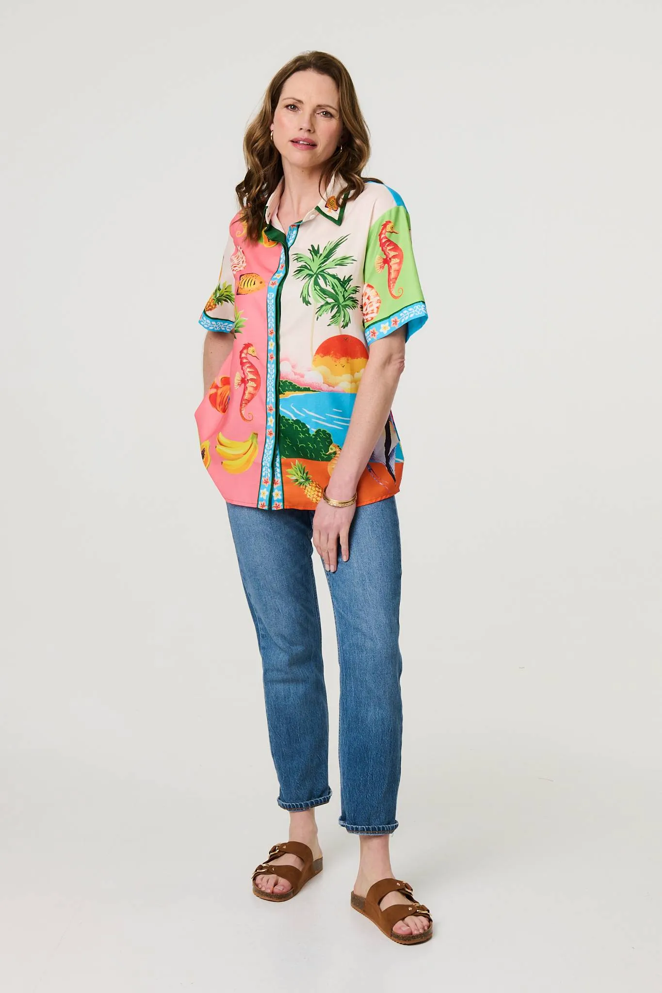 Tropical Print Short Sleeve Shirt