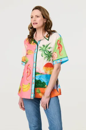 Tropical Print Short Sleeve Shirt