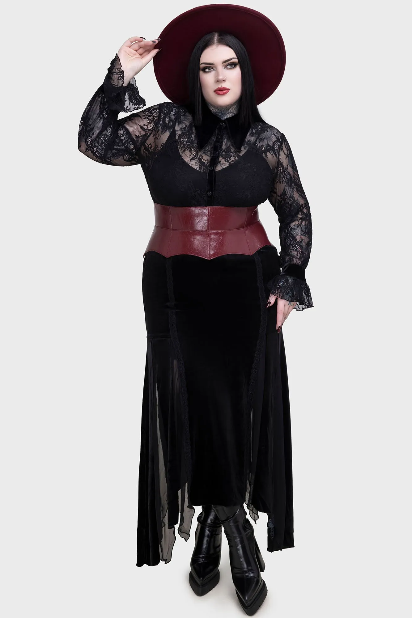 Wetland Bat Peplum Corset [Red]