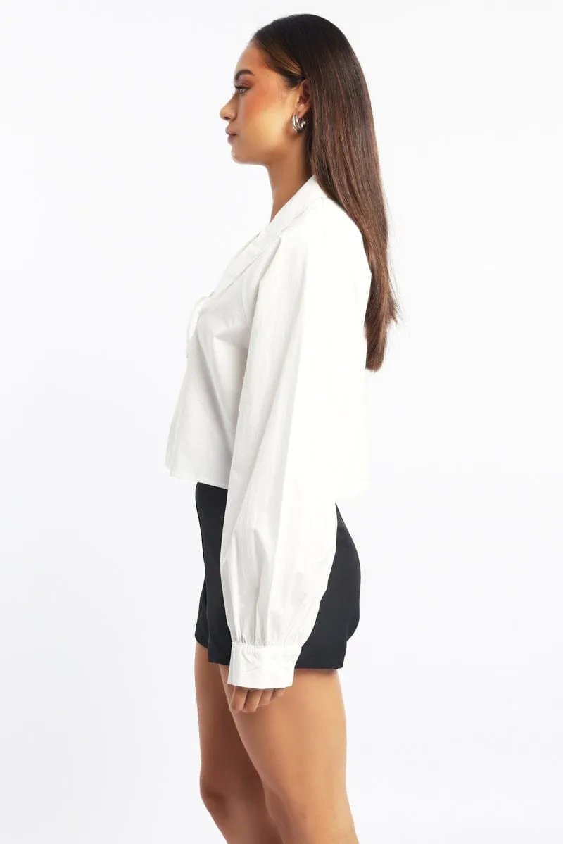 White Shirt Long Sleeve Peter Pan Collar Button Up