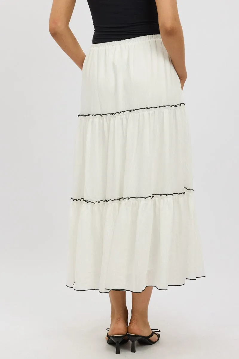 White Tiered Maxi Skirt