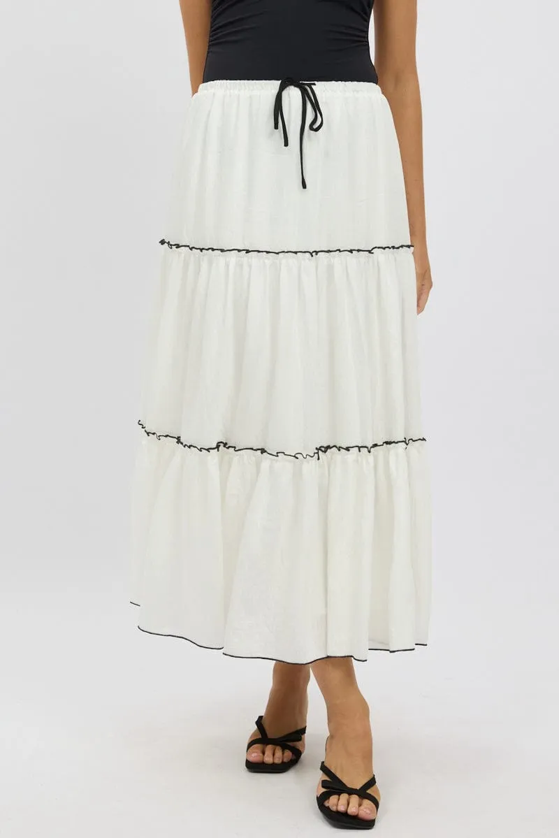White Tiered Maxi Skirt
