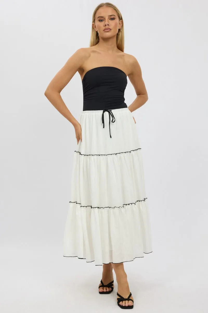 White Tiered Maxi Skirt